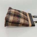 BURBERRY Nova Check Tote Bag Wool Beige Black gold Auth BD1763-4