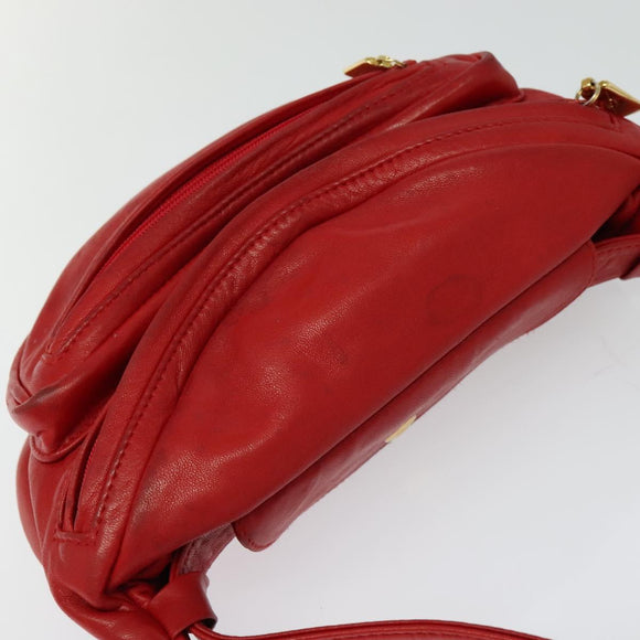 GUCCI Waist bag Leather Red Gold Auth BD1765