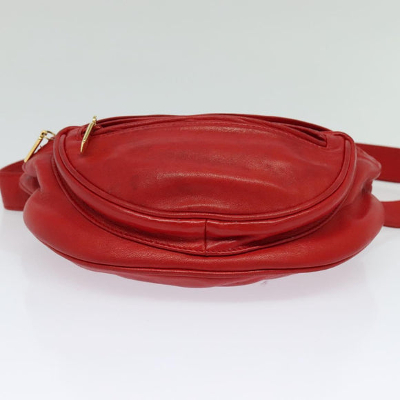 GUCCI Waist bag Leather Red Gold Auth BD1765