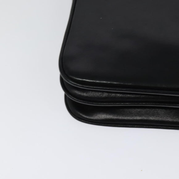 GUCCI Web Sherry Line Shoulder Bag Leather Black Gold Auth BD1766