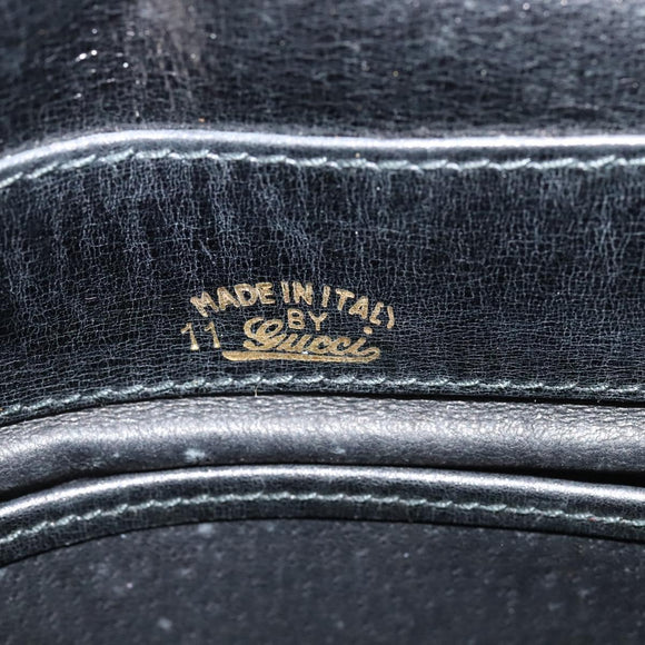 GUCCI Web Sherry Line Shoulder Bag Leather Black Gold Auth BD1766