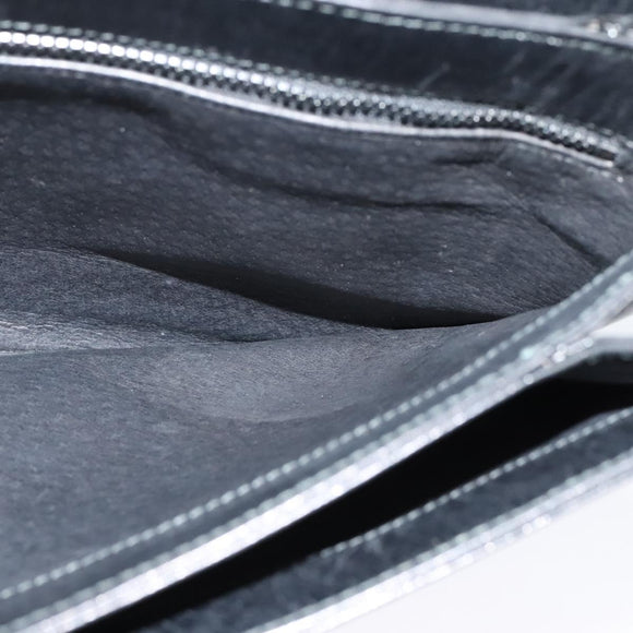 GUCCI Web Sherry Line Shoulder Bag Leather Black Gold Auth BD1766