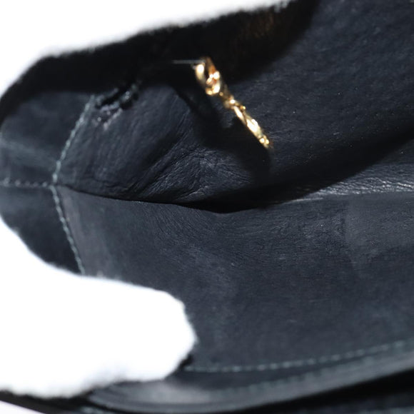 GUCCI Web Sherry Line Shoulder Bag Leather Black Gold Auth BD1766