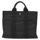 HERMES Her Line PM Tote Bag Canvas Gray Silver Auth BD1768-2