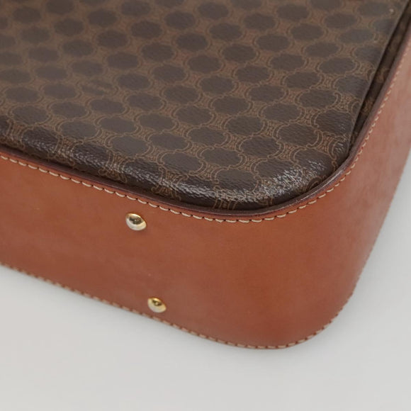 CELINE Macadam Canvas Hand Bag PVC Leather Brown Gold Auth BD1780
