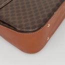CELINE Macadam Canvas Hand Bag PVC Leather Brown Gold Auth BD1780-17