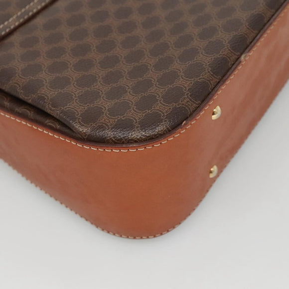 CELINE Macadam Canvas Hand Bag PVC Leather Brown Gold Auth BD1780