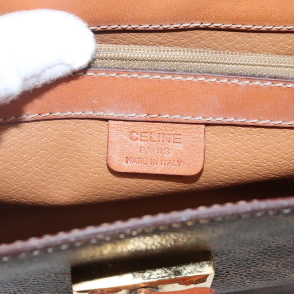 CELINE Macadam Canvas Hand Bag PVC Leather Brown Gold Auth BD1780