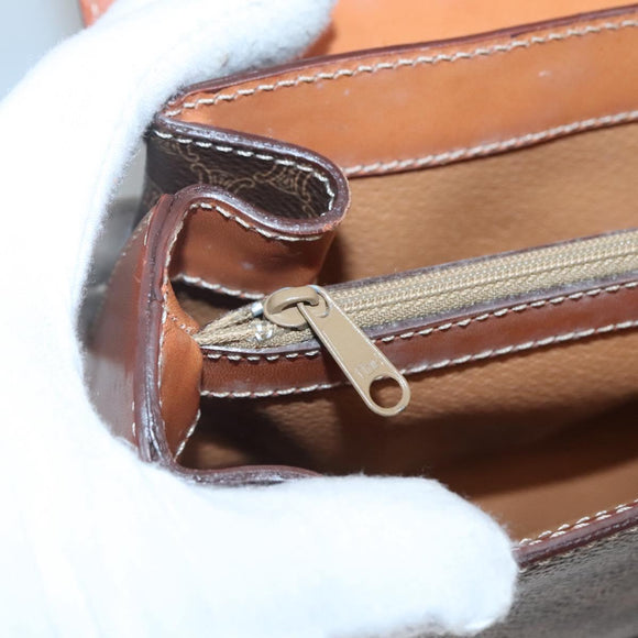 CELINE Macadam Canvas Hand Bag PVC Leather Brown Gold Auth BD1780