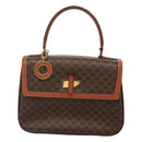 CELINE Macadam Canvas Hand Bag PVC Leather Brown Gold Auth BD1780-13