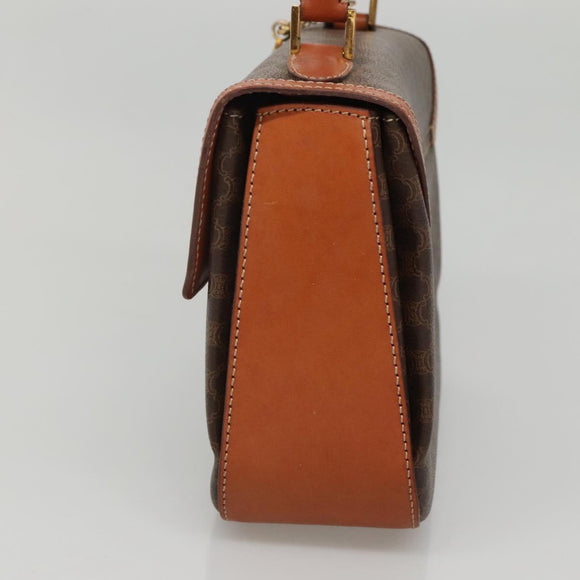 CELINE Macadam Canvas Hand Bag PVC Leather Brown Gold Auth BD1780