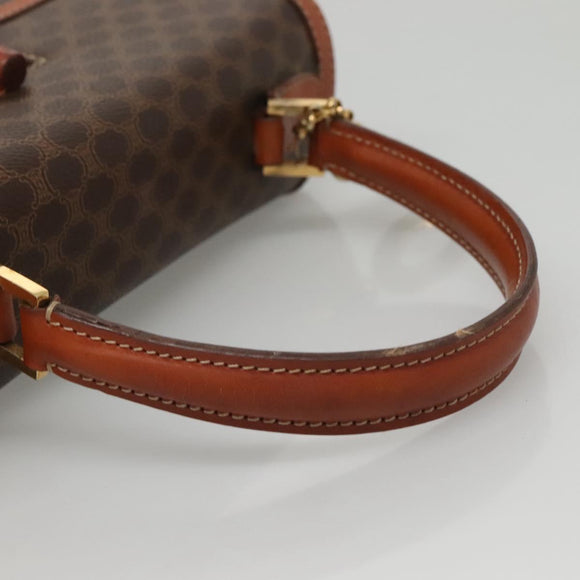 CELINE Macadam Canvas Hand Bag PVC Leather Brown Gold Auth BD1780