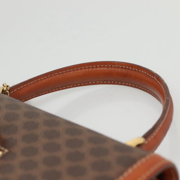 CELINE Macadam Canvas Hand Bag PVC Leather Brown Gold Auth BD1780
