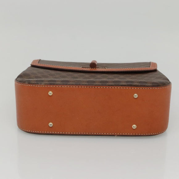 CELINE Macadam Canvas Hand Bag PVC Leather Brown Gold Auth BD1780