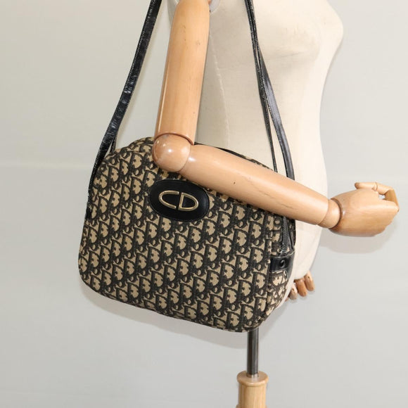 Christian Dior Trotter Canvas Shoulder Bag Black Auth BD1782