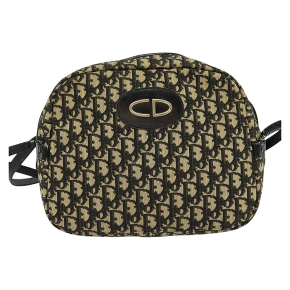 Christian Dior Trotter Canvas Shoulder Bag Black Auth BD1782