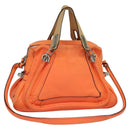 Chloe Paraty Hand Bag Leather 2way Orange Silver Auth BD1784-1