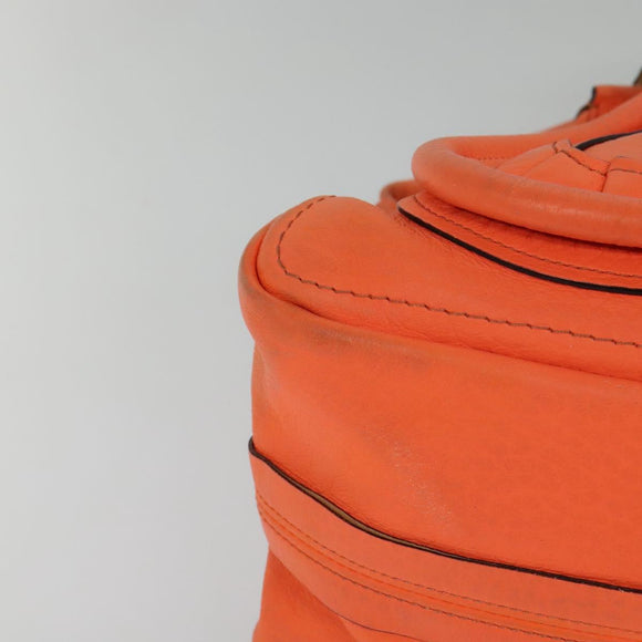 Chloe Paraty Hand Bag Leather 2way Orange Silver Auth BD1784