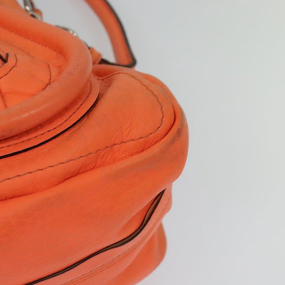 Chloe Paraty Hand Bag Leather 2way Orange Silver Auth BD1784
