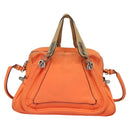Chloe Paraty Hand Bag Leather 2way Orange Silver Auth BD1784-13