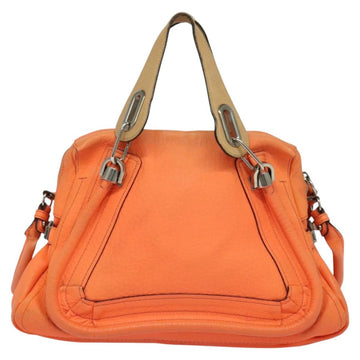 Chloe Paraty Hand Bag Leather 2way Orange Silver Auth BD1784 - 0