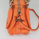 Chloe Paraty Hand Bag Leather 2way Orange Silver Auth BD1784-3