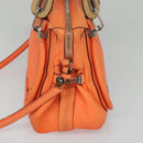 Chloe Paraty Hand Bag Leather 2way Orange Silver Auth BD1784-4