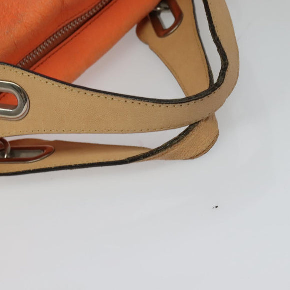 Chloe Paraty Hand Bag Leather 2way Orange Silver Auth BD1784