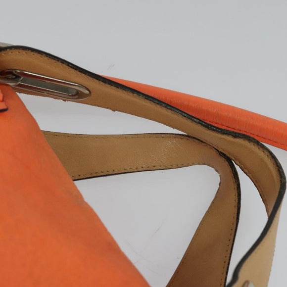 Chloe Paraty Hand Bag Leather 2way Orange Silver Auth BD1784