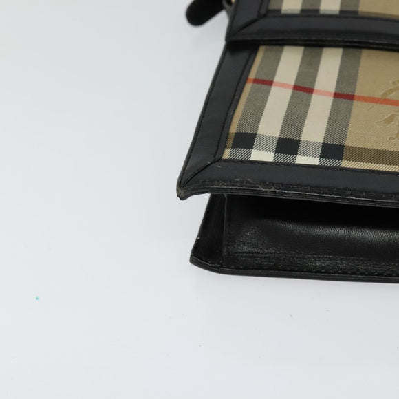 Burberrys Nova Check Shoulder Bag Canvas Beige Gold black Auth BD1811