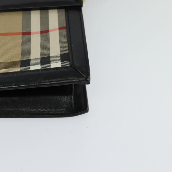 Burberrys Nova Check Shoulder Bag Canvas Beige Gold black Auth BD1811