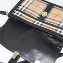 Burberrys Nova Check Shoulder Bag Canvas Beige Gold black Auth BD1811-10