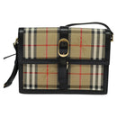 Burberrys Nova Check Shoulder Bag Canvas Beige Gold black Auth BD1811-13