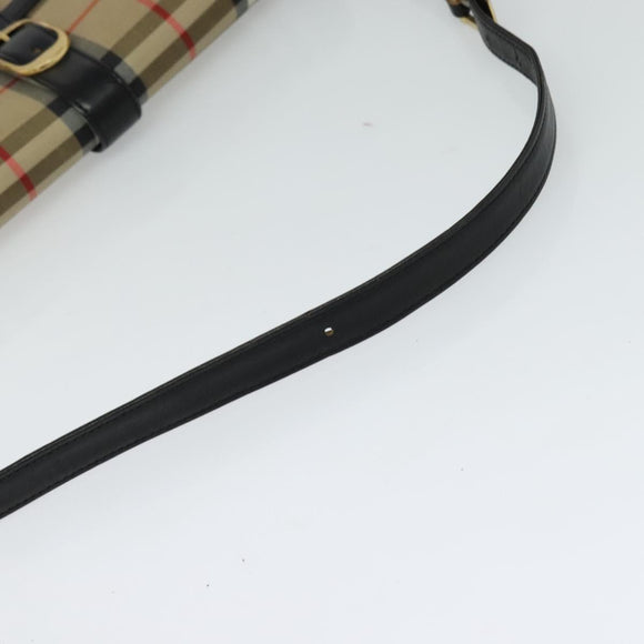 Burberrys Nova Check Shoulder Bag Canvas Beige Gold black Auth BD1811
