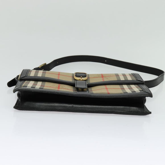 Burberrys Nova Check Shoulder Bag Canvas Beige Gold black Auth BD1811