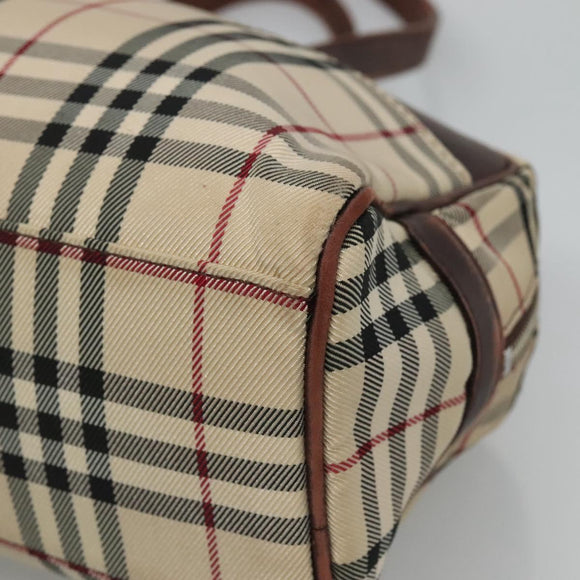 BURBERRY Nova Check Boston Bag Canvas Beige Auth BD1812