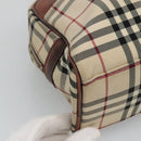 BURBERRY Nova Check Boston Bag Canvas Beige Auth BD1812-14