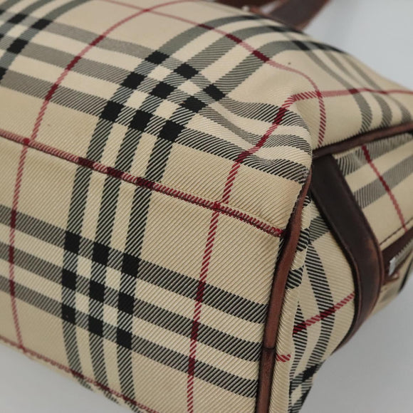 BURBERRY Nova Check Boston Bag Canvas Beige Auth BD1812