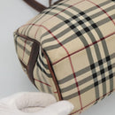 BURBERRY Nova Check Boston Bag Canvas Beige Auth BD1812-16