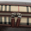 BURBERRY Nova Check Boston Bag Canvas Beige Auth BD1812-11