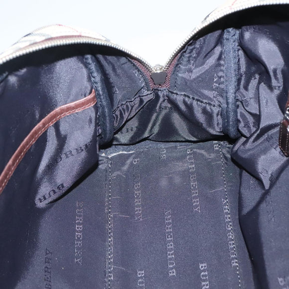 BURBERRY Nova Check Boston Bag Canvas Beige Auth BD1812