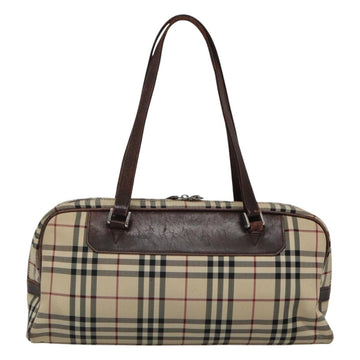 BURBERRY Nova Check Boston Bag Canvas Beige Auth BD1812 - 0