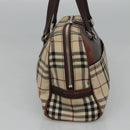 BURBERRY Nova Check Boston Bag Canvas Beige Auth BD1812-3