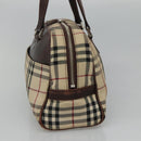 BURBERRY Nova Check Boston Bag Canvas Beige Auth BD1812-4