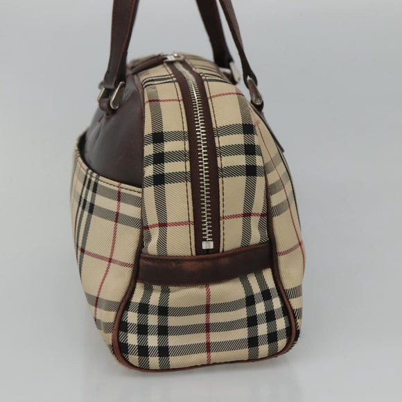 BURBERRY Nova Check Boston Bag Canvas Beige Auth BD1812
