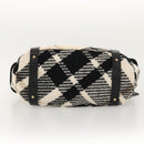 BURBERRY Nova Check Blue Label Tote Bag Wool White Gold Auth BD1813-5