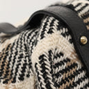 BURBERRY Nova Check Blue Label Tote Bag Wool White Gold Auth BD1813-15