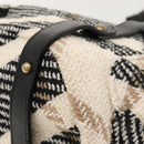 BURBERRY Nova Check Blue Label Tote Bag Wool White Gold Auth BD1813-16