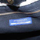 BURBERRY Nova Check Blue Label Tote Bag Wool White Gold Auth BD1813-17