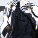 BURBERRY Nova Check Blue Label Tote Bag Wool White Gold Auth BD1813-19